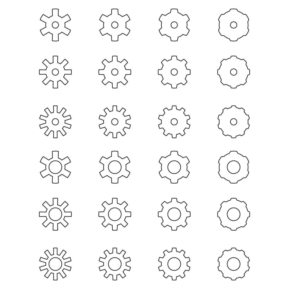 Big Vector set of different gear line icons