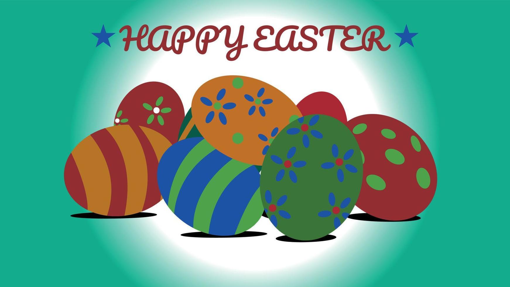 grupo de huevos de pascua de diferentes colores con formas vector