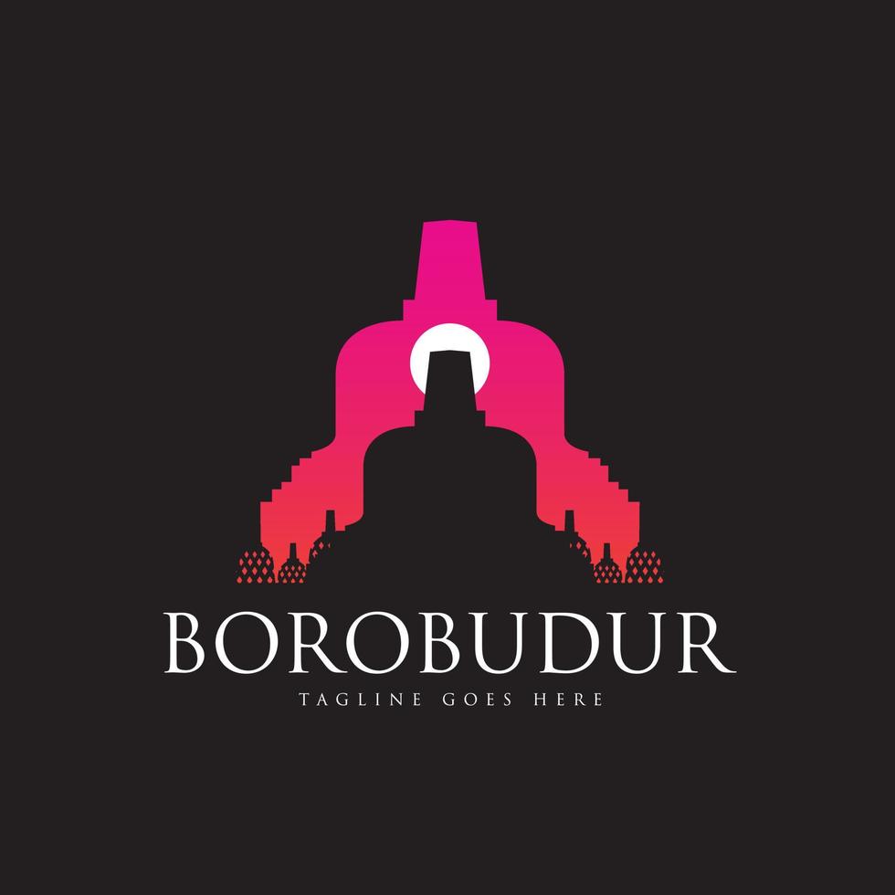 Borobudur the ancient Buddhist temple close up version vector illustration