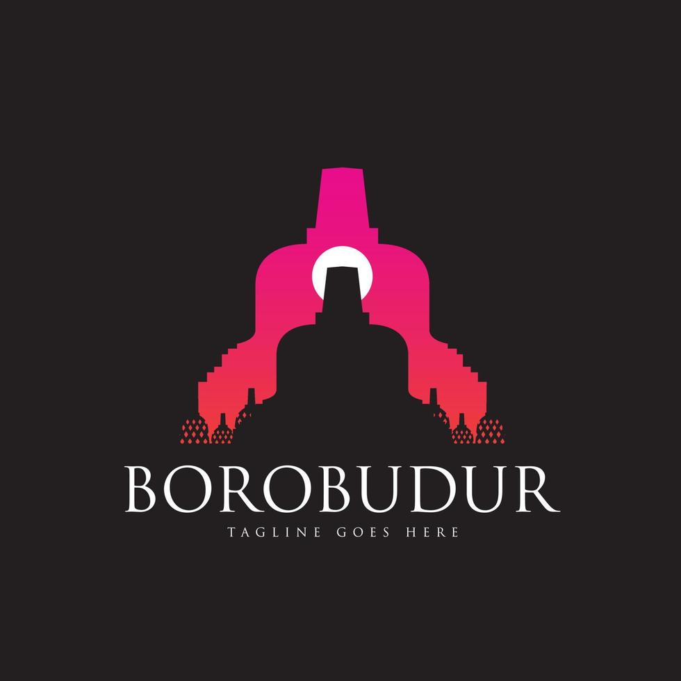 borobudur el antiguo templo budista versión de cerca ilustración vectorial vector