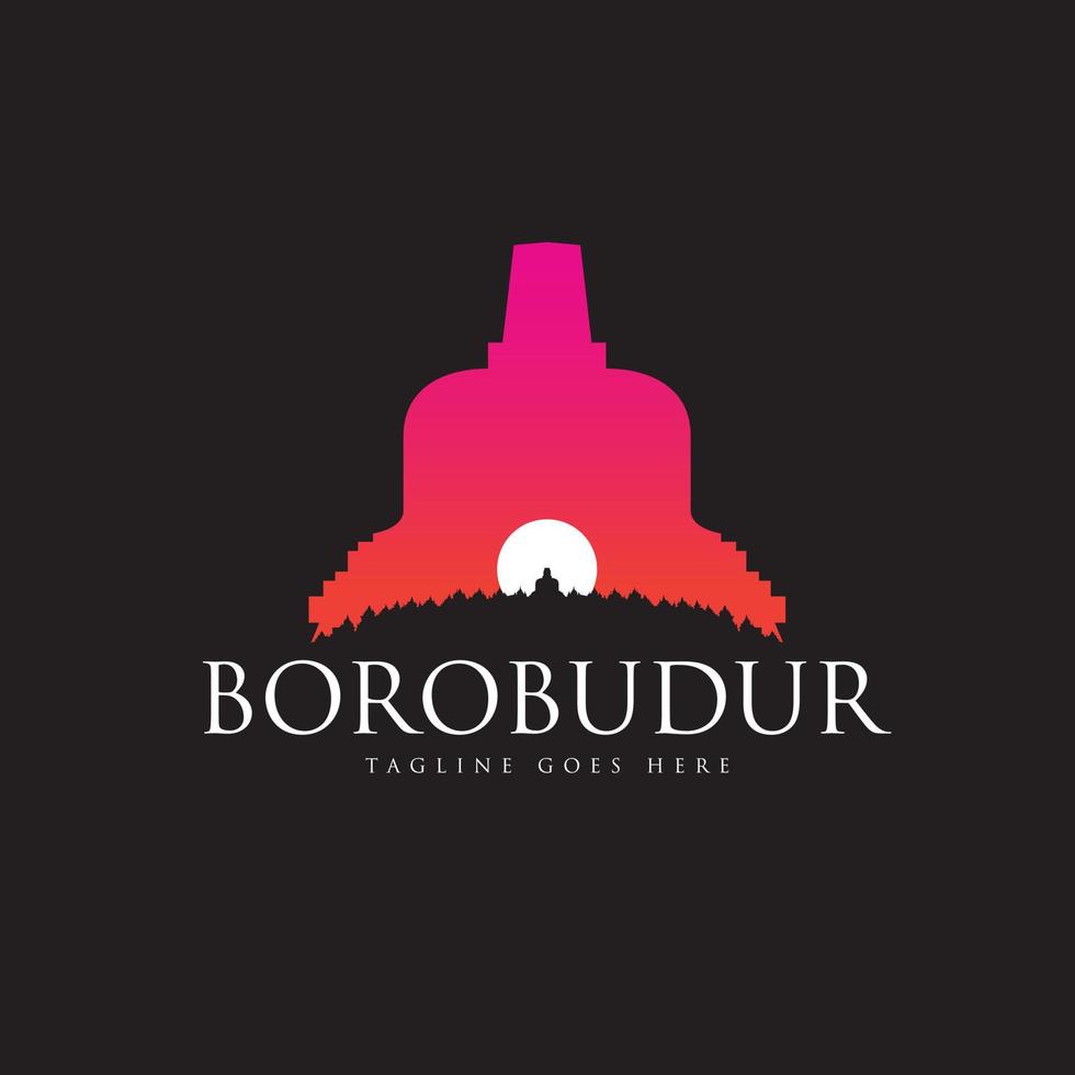 borobudur el antiguo templo budista ilustración vectorial vector