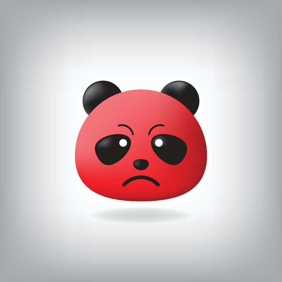 panda enojado con emoticono de cara roja vector