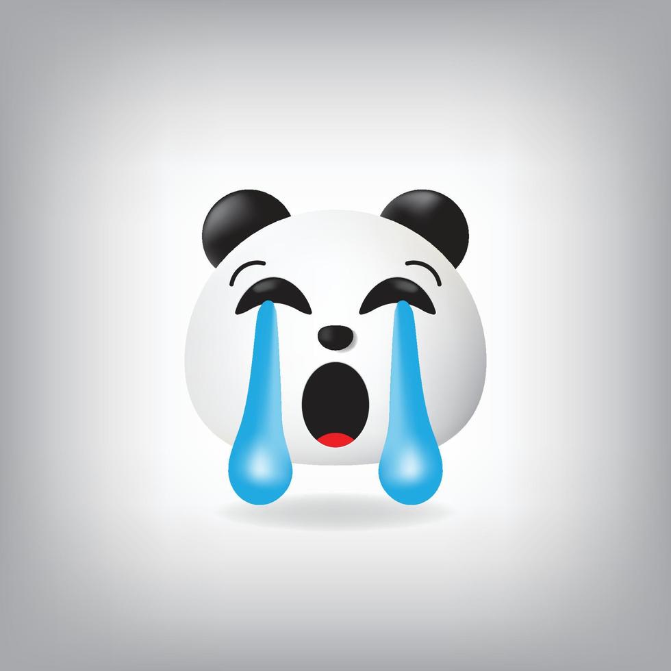 llorando en voz alta panda emoticon ilustración vector