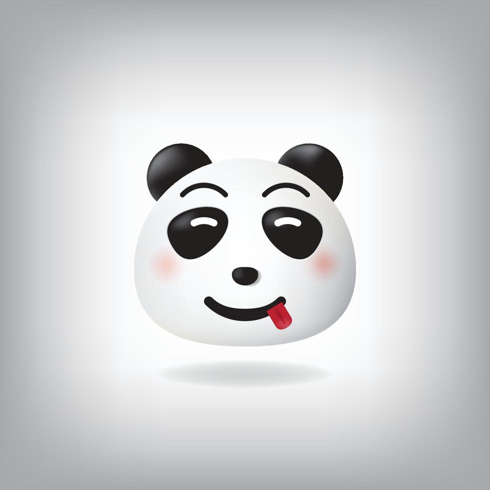 cara saboreando comida panda emoticono vector