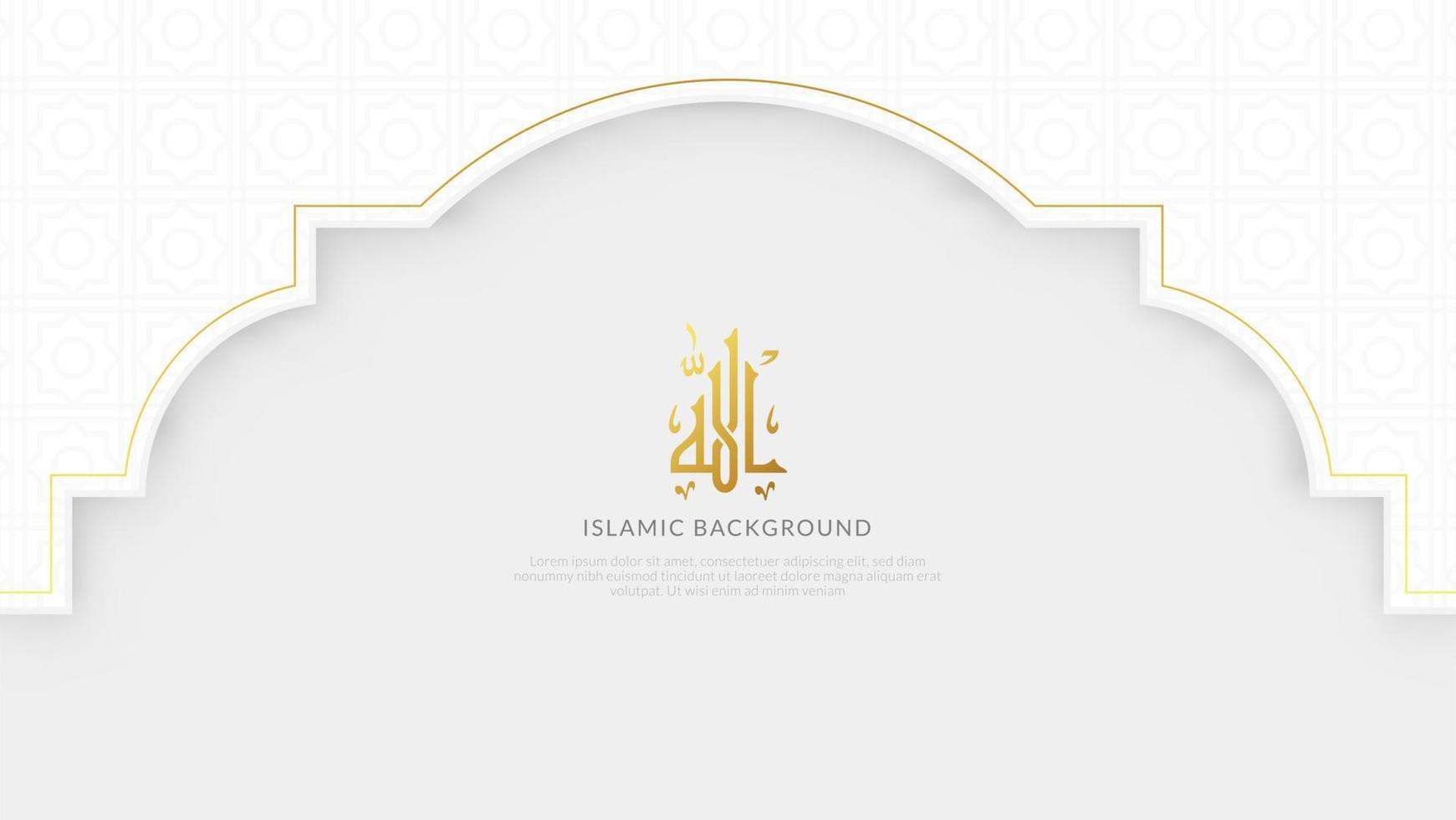 elegante pancarta islámica con fondo blanco y decoración de patrones islámicos vector