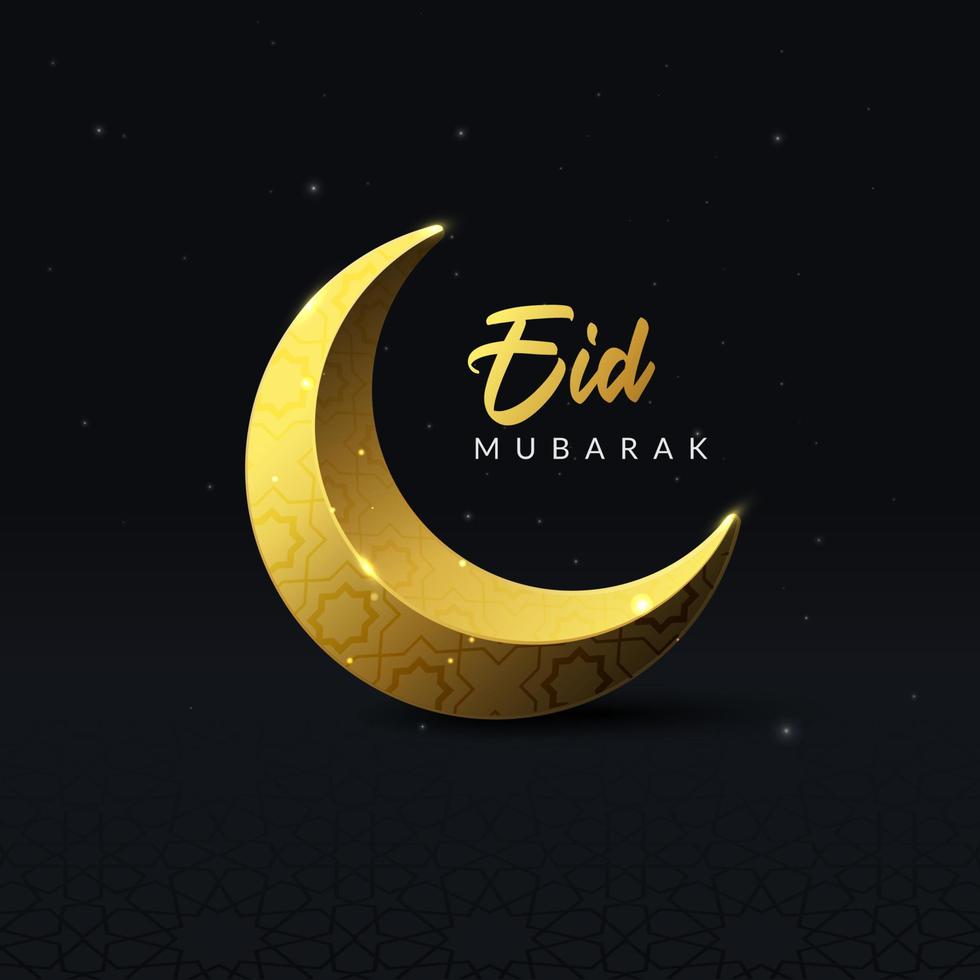 crescent moon with beautiful decoration illuminated by star clips scattered islamic background vector