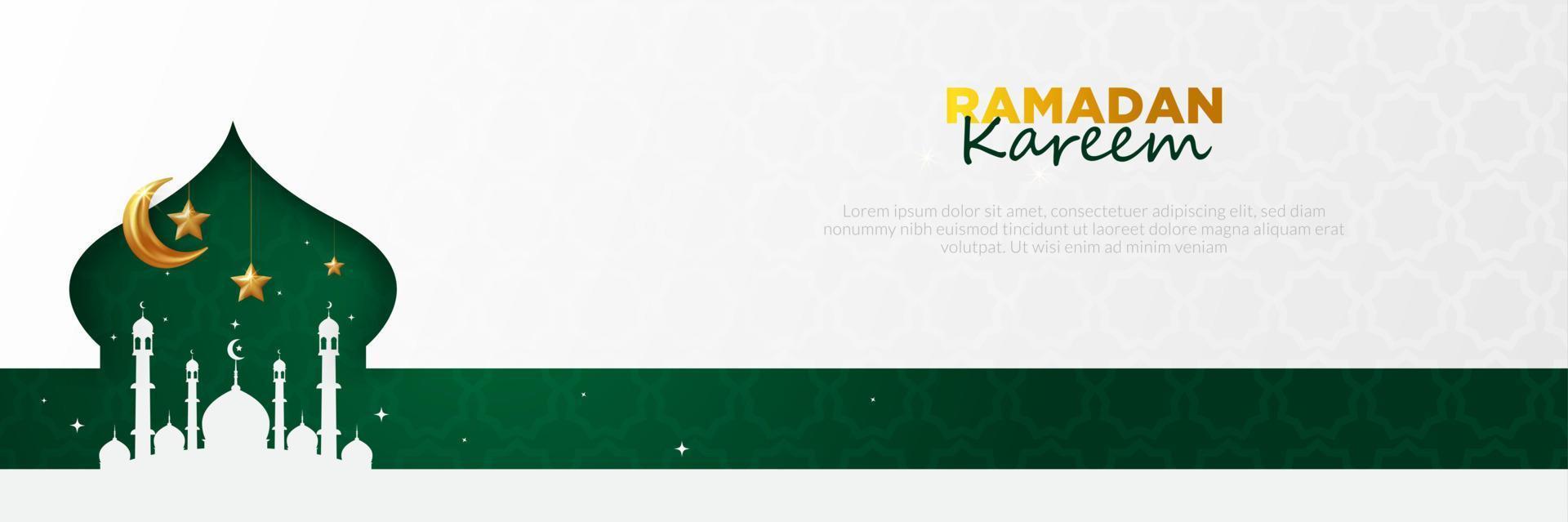 banner islámico moderno con fondo blanco y decoración islámica vector