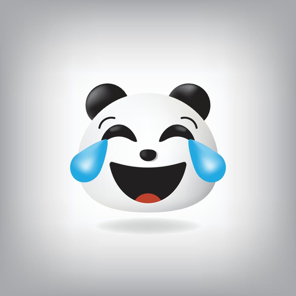 Face With Tears Joy Panda Emoticon vector