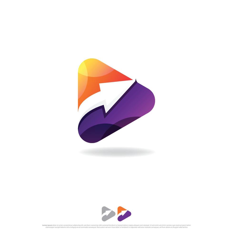 play button and arrow up logo vector