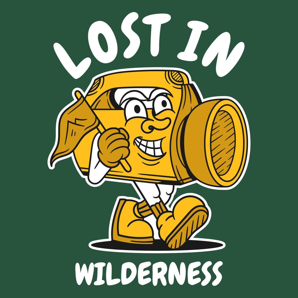 Lost in wilderness, Outdoor and camping t shirt design vector