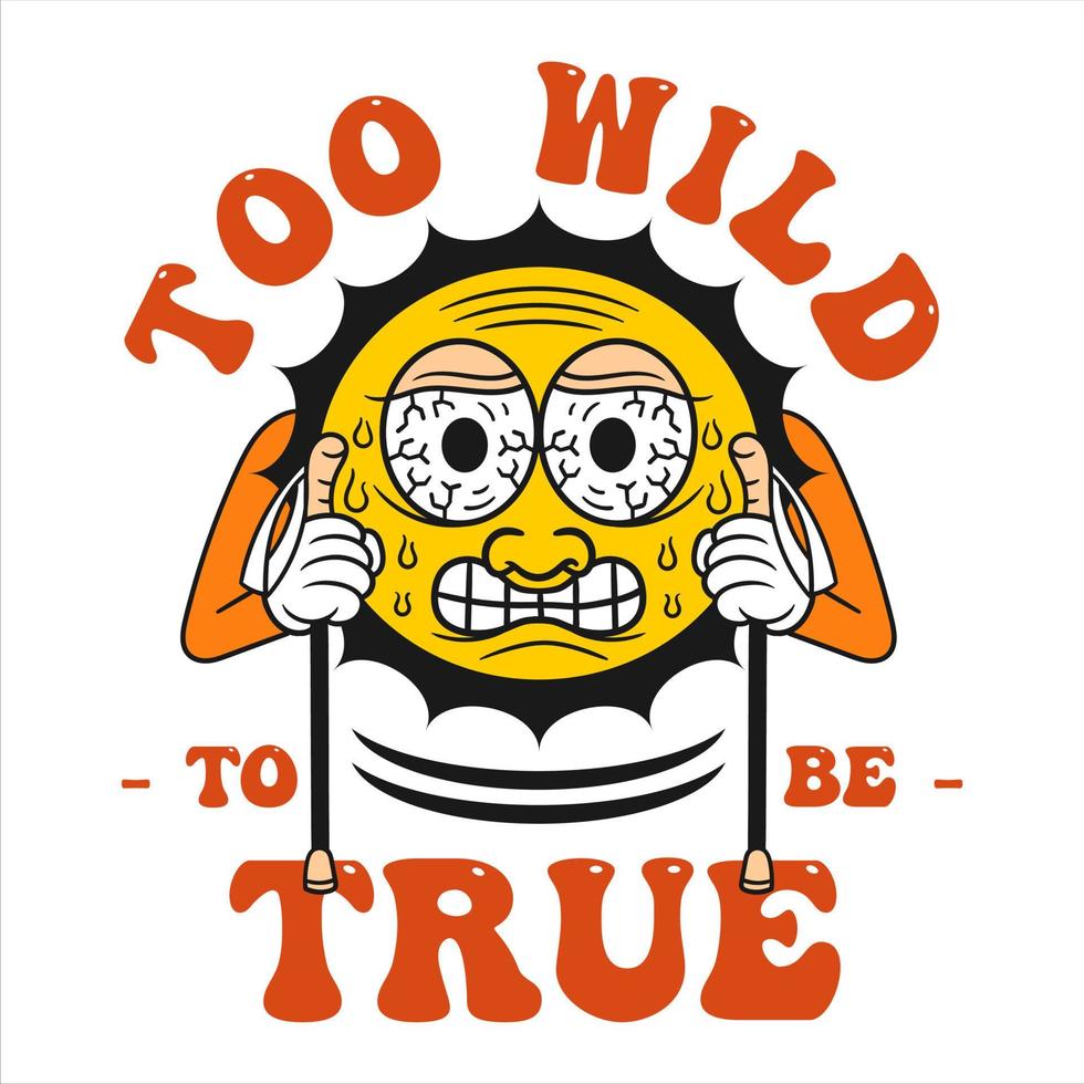 Funny face expression cartoon, Wild camping t shirt design vector