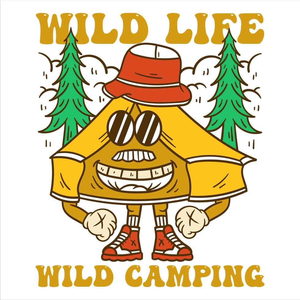 Wild camping t shirt design cartoon vector