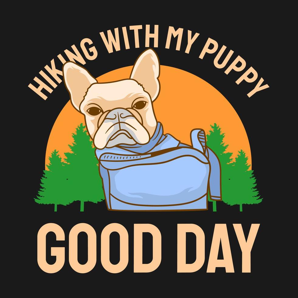 Hiking with my puppy sunset t shirt design vector