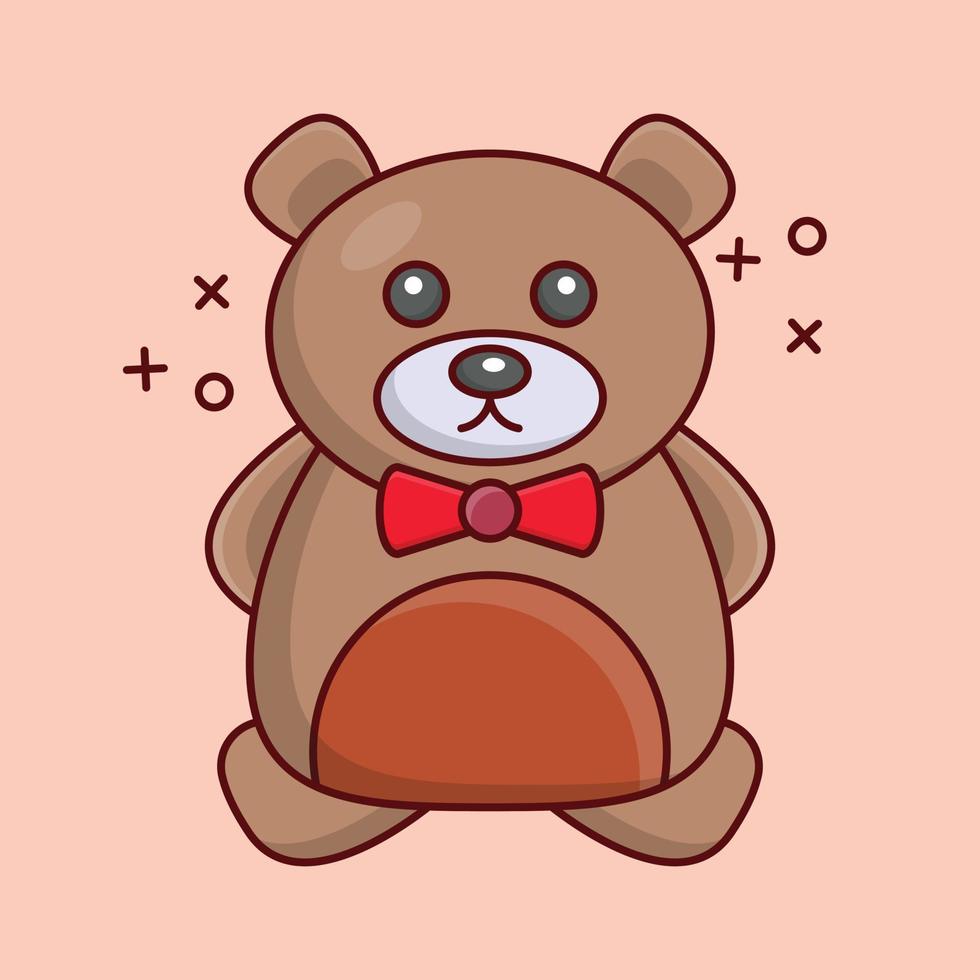 Ilustración de vector de oso de peluche en un fondo. Símbolos de calidad premium. iconos vectoriales para concepto y diseño gráfico.