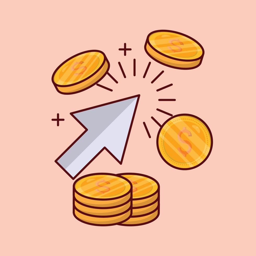 ilustración de vector de clic de dólar en un fondo. símbolos de calidad premium. iconos vectoriales para concepto y diseño gráfico.