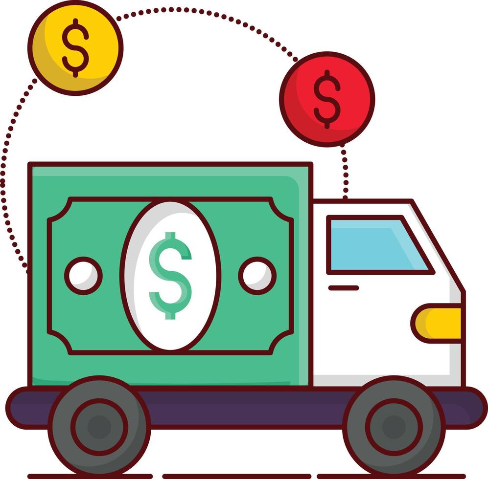 dollar truck vector illustration on a background.Premium quality symbols. vector icons for concept and graphic design.