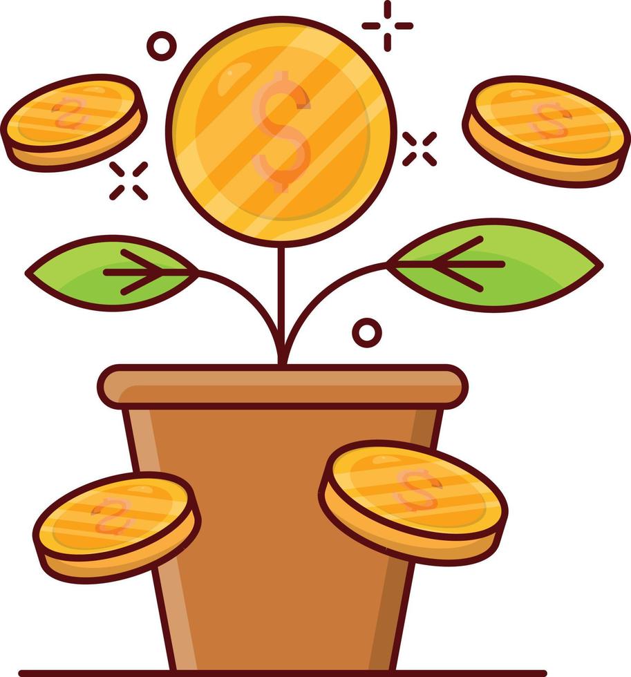 ilustración de vector de crecimiento de dinero en un fondo. símbolos de calidad premium. iconos vectoriales para concepto y diseño gráfico.
