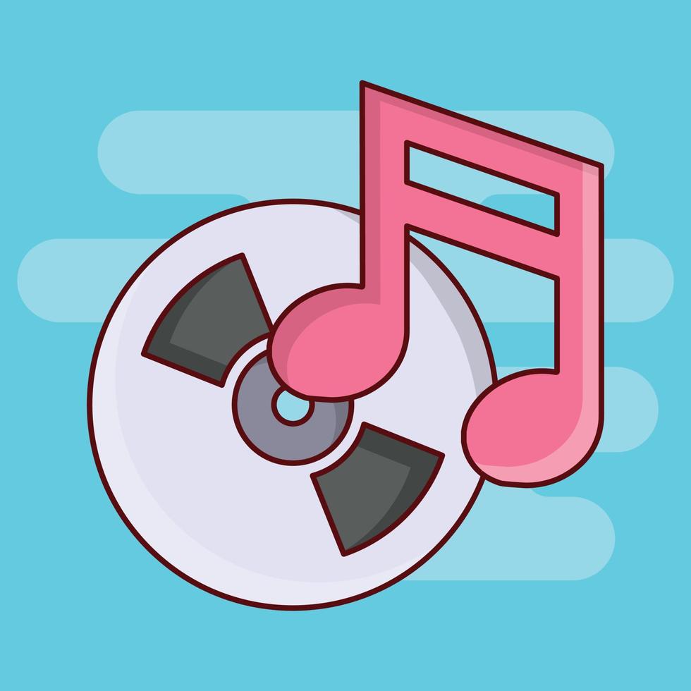 ilustración de vector de disco de música en un fondo. símbolos de calidad premium. iconos vectoriales para concepto y diseño gráfico.