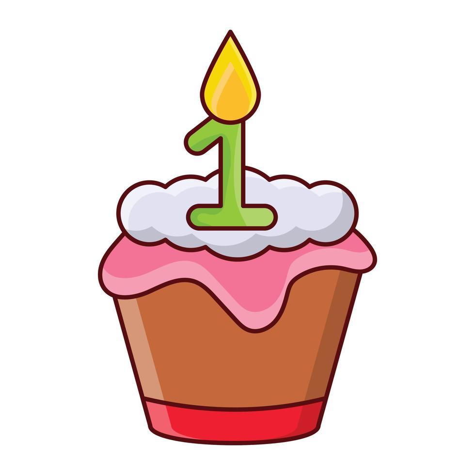 ilustración de vector de cupcake en un fondo. símbolos de calidad premium. iconos vectoriales para concepto y diseño gráfico.