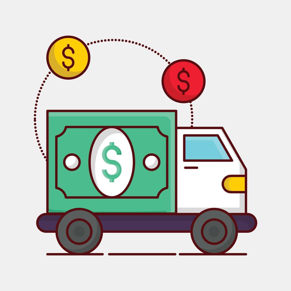 dollar truck vector illustration on a background.Premium quality symbols. vector icons for concept and graphic design.