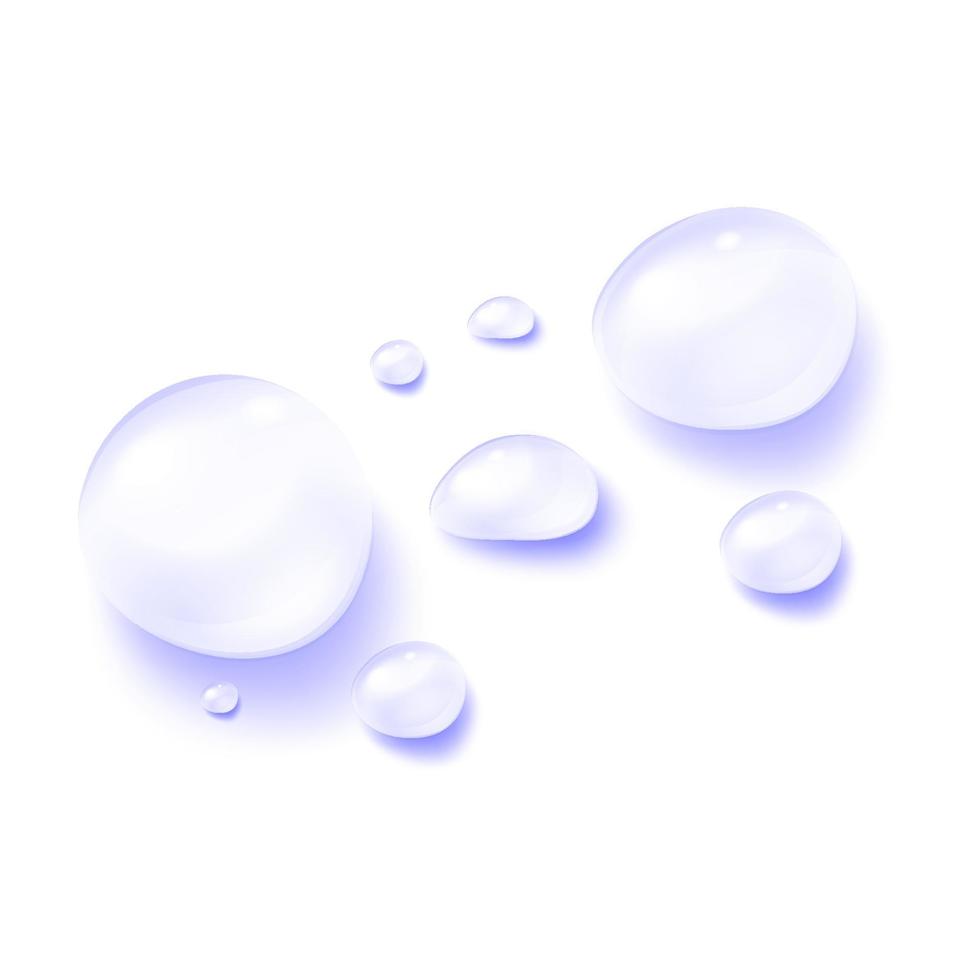 gotas de agua realistas 3d transparentes vector