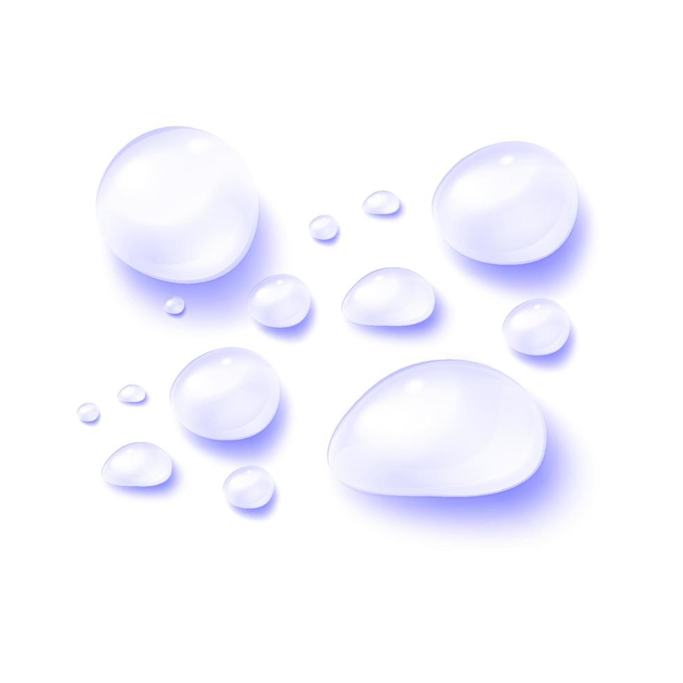 gotas de agua realistas 3d transparentes vector