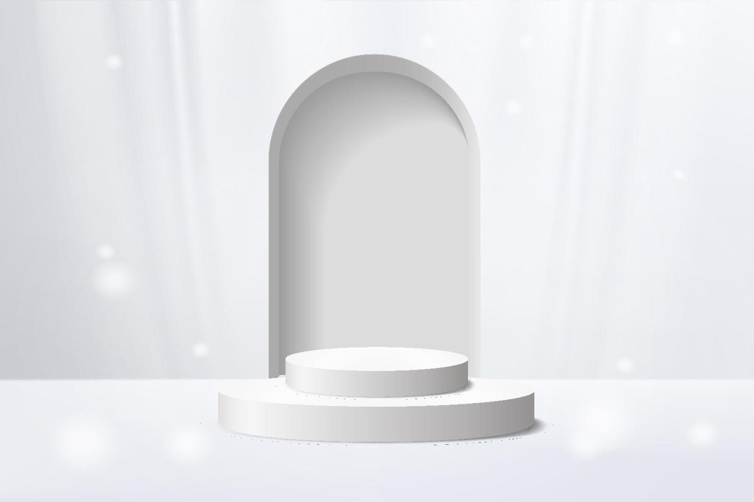 Los productos de fondo 3d muestran una escena de podio con un soporte de plataforma geométrica para mostrar productos cosméticos. escaparate de escenario en pedestal de estudio blanco vector