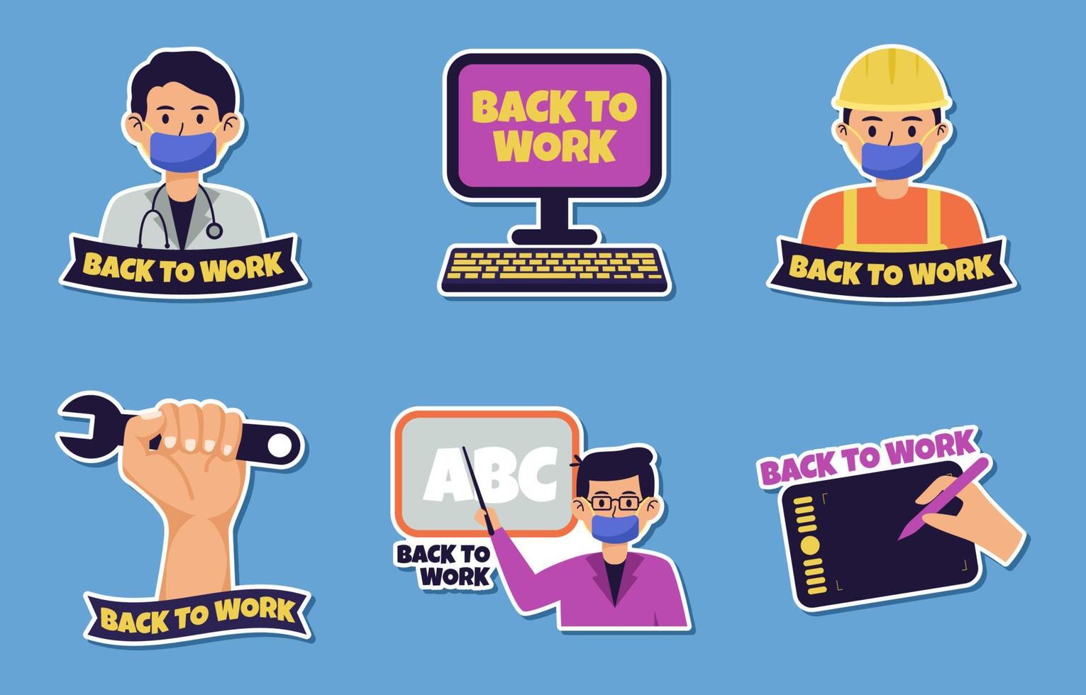 Back to Work Sticker Set vector