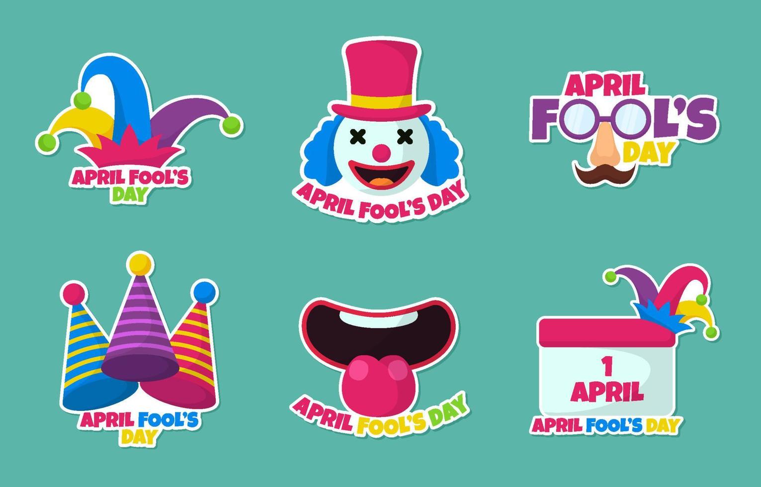Set of April Fool's Day Sticker Collection vector