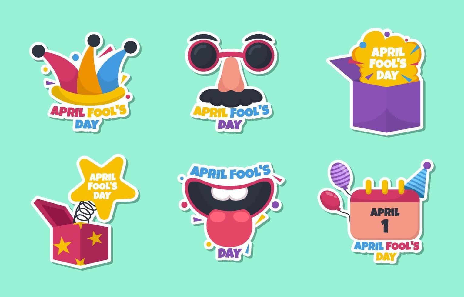 April Fools Day Sticker Set vector