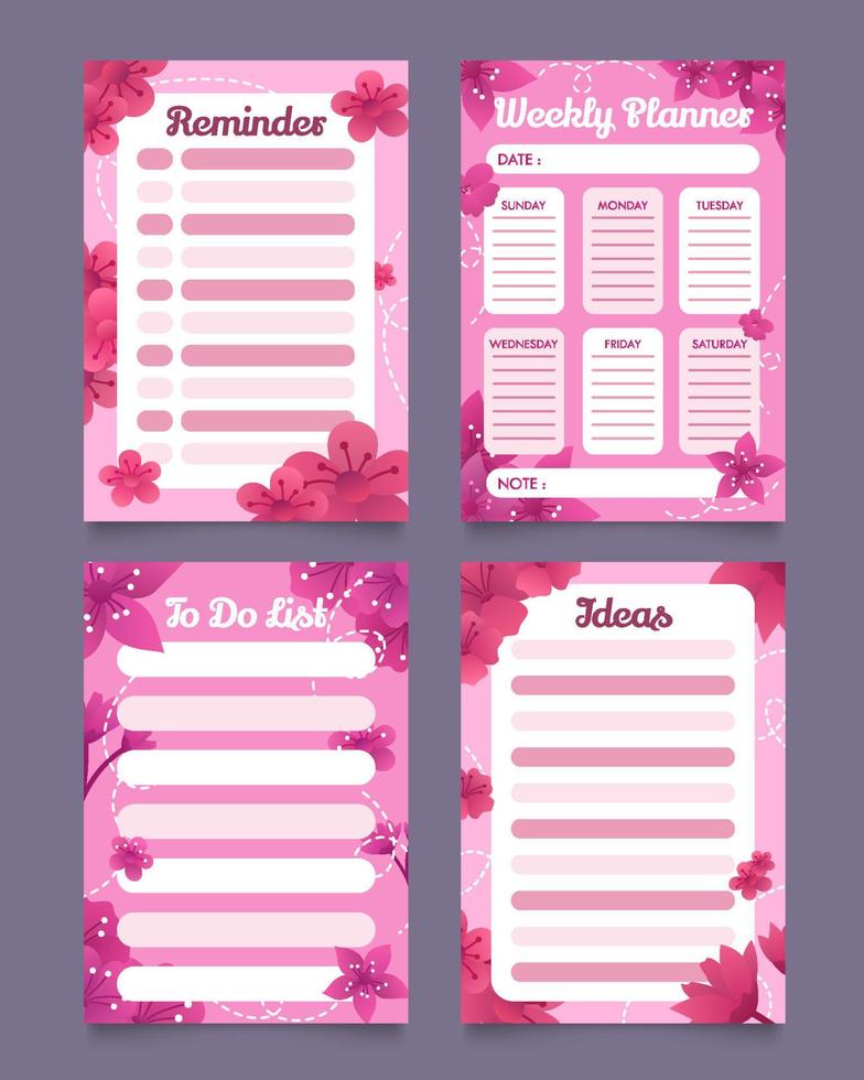Spring Cherry Blossom Journal Template vector