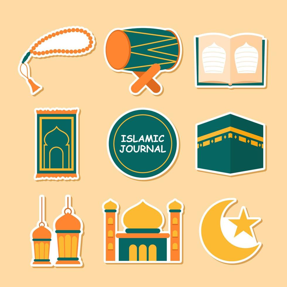 Islamic Journal Sticker Set vector