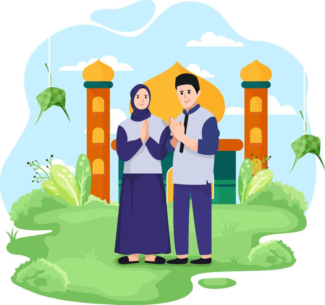 Ramadan Kareem Concept with People vector