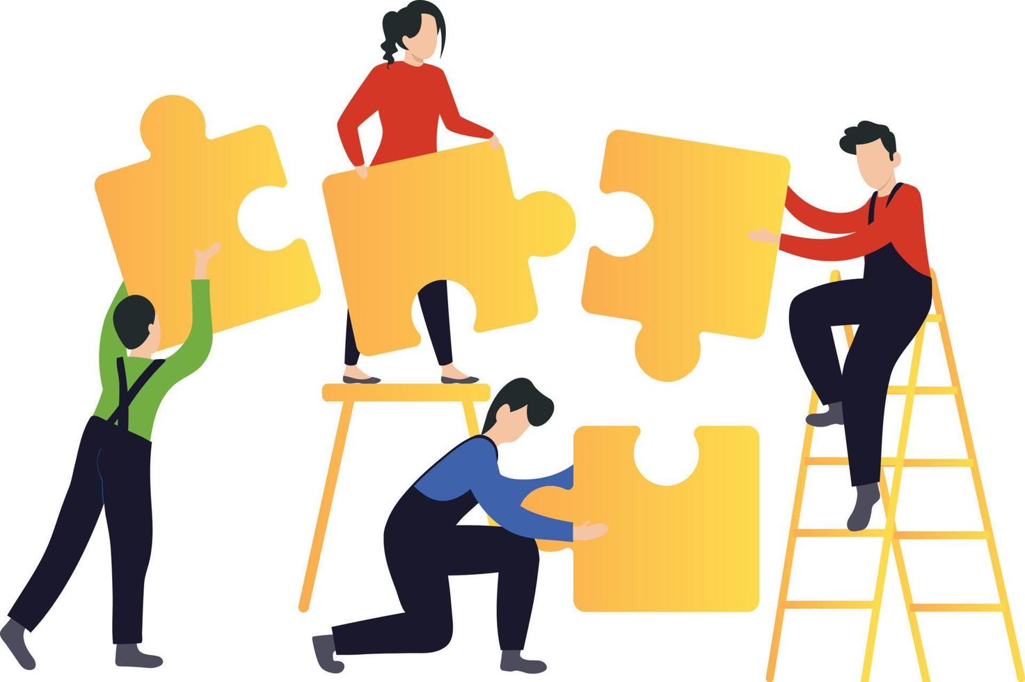 The team has been fixing the puzzle. vector