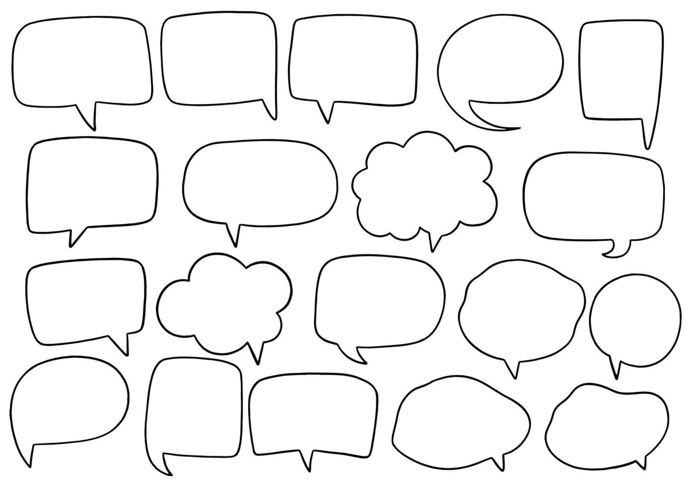 hand drawn background Set of cute speech bubble in doodle style vector
