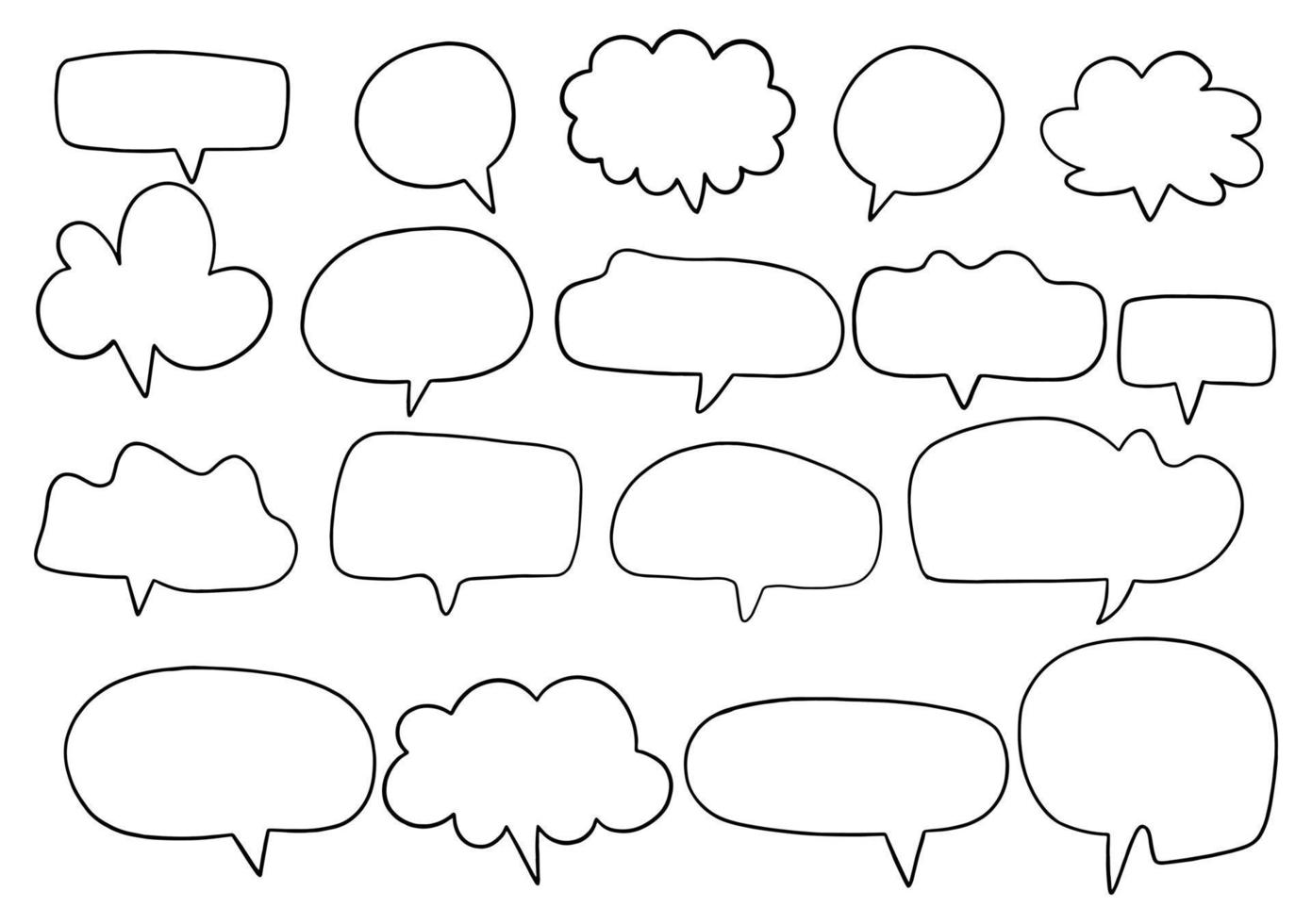 hand drawn background Set of cute speech bubble in doodle style vector