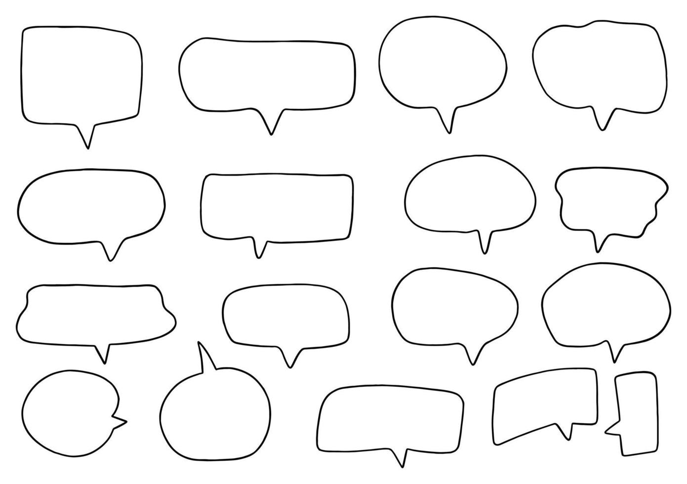 hand drawn background Set of cute speech bubble in doodle style vector