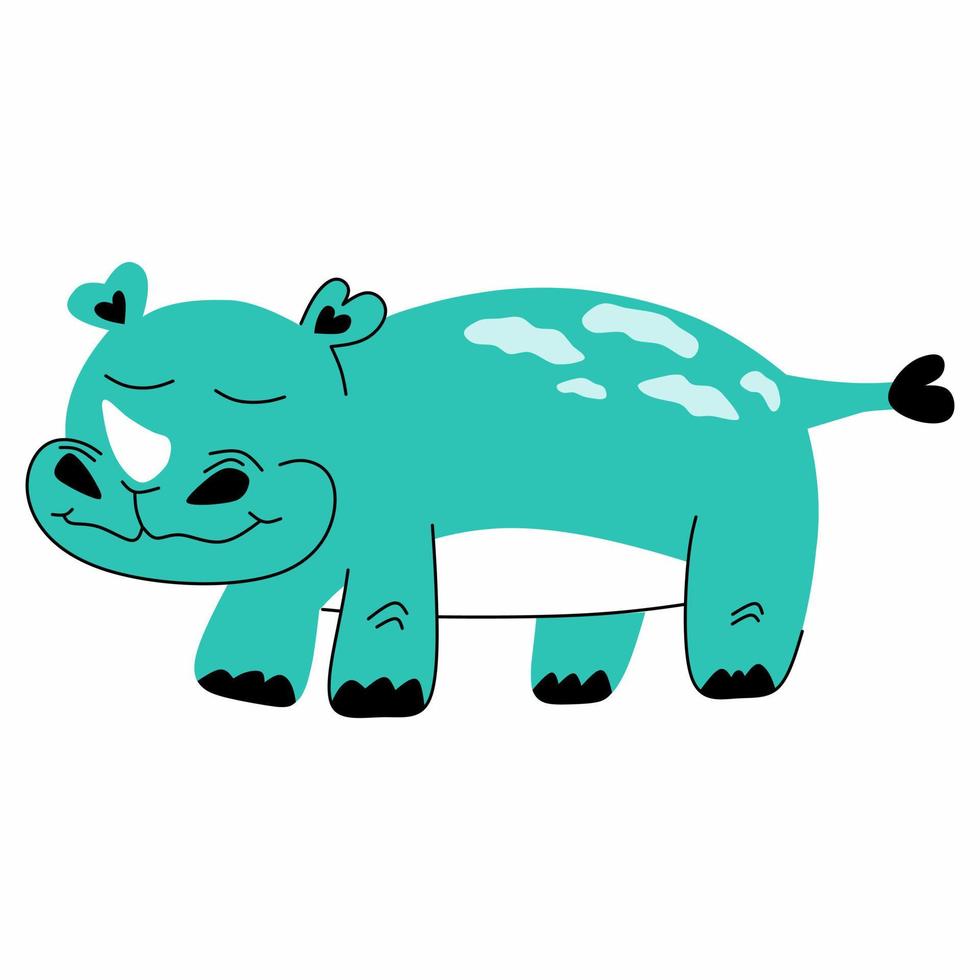 rinoceronte lindo de dibujos animados sobre fondo blanco vector