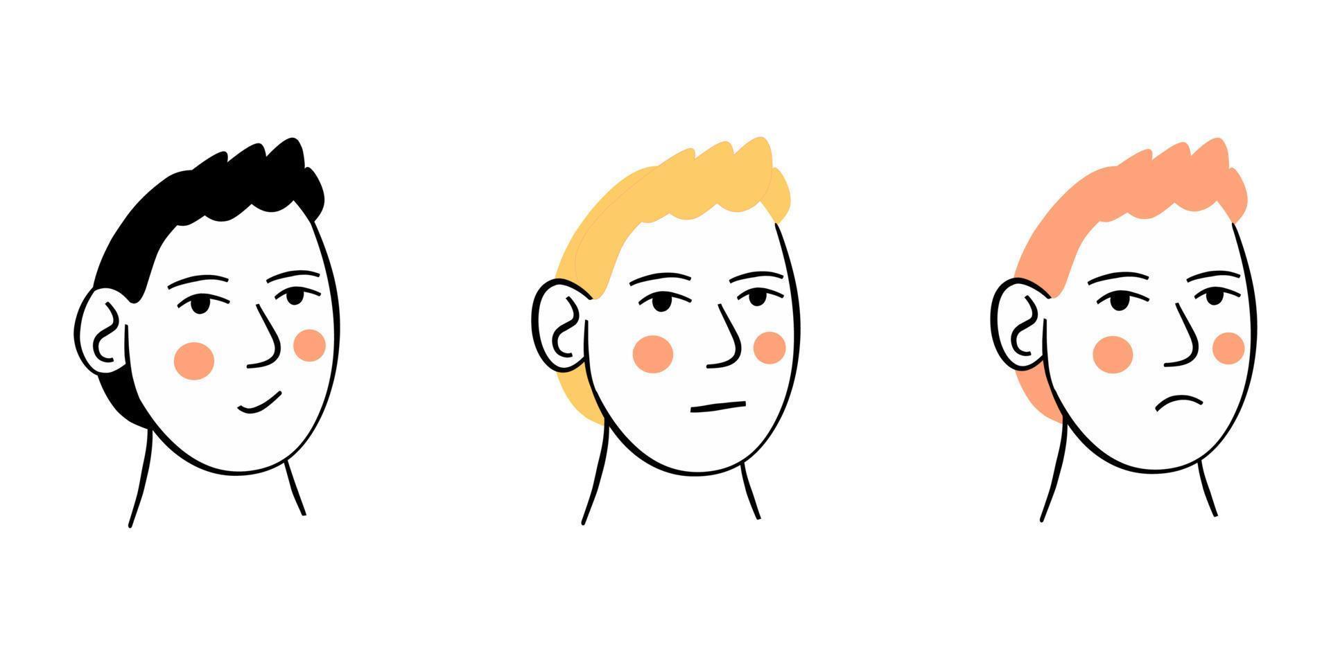 caras de hombres con diferentes emociones vector