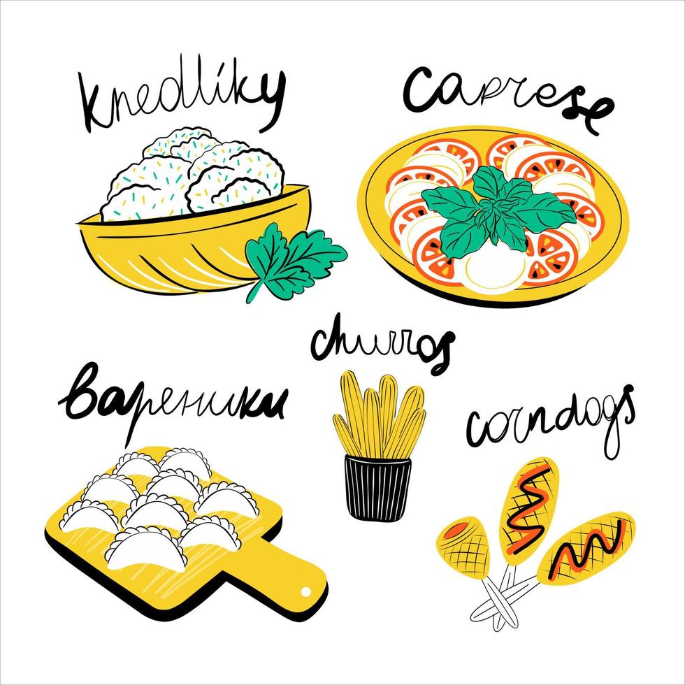 Traditional cuisine from different countries vector