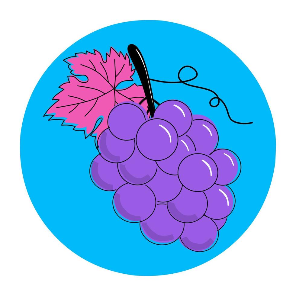 icono plano de fruta de uva de dibujos animados vector