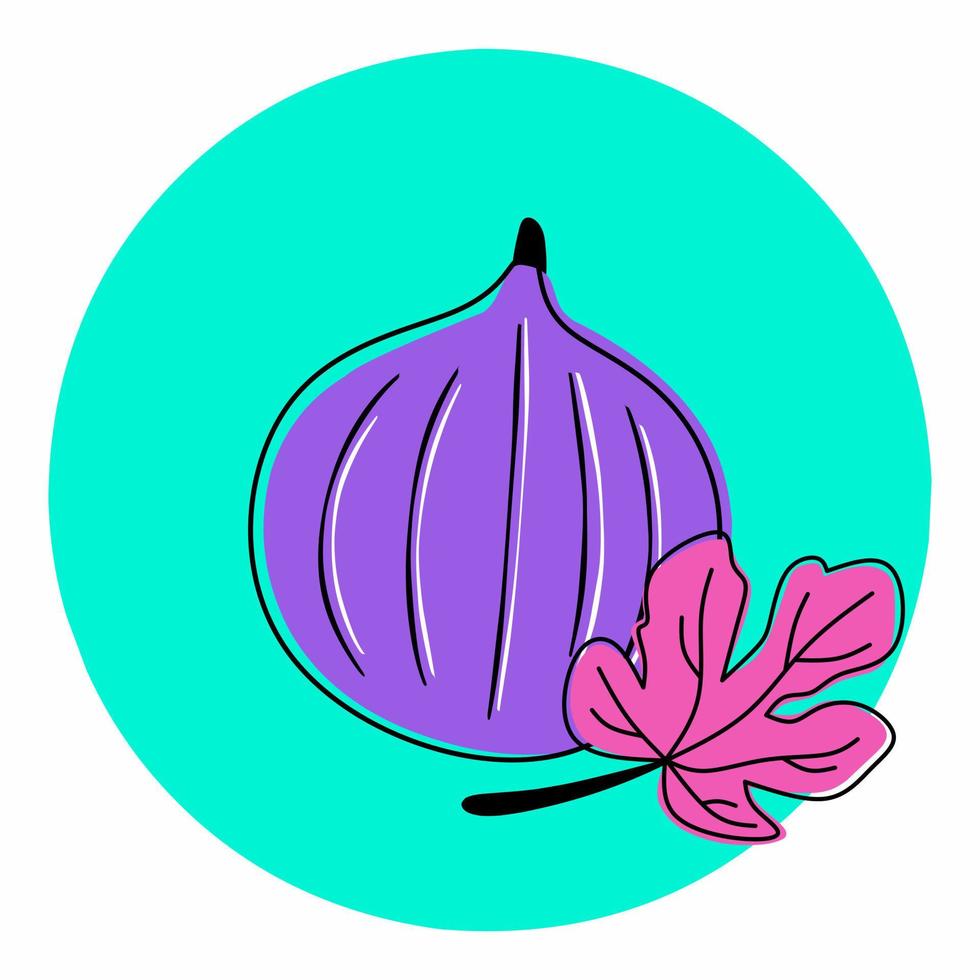 icono plano de fruta de higo de dibujos animados vector