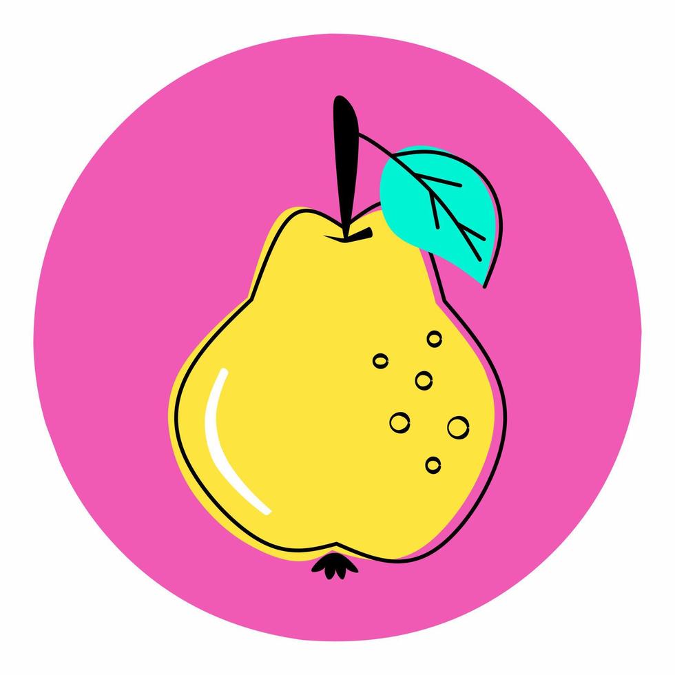 Cartoon pear fruit flat icon vector