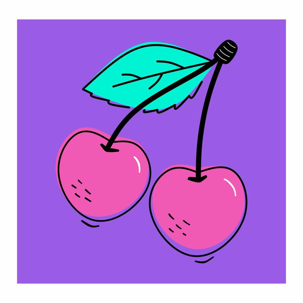 Cute cherry fruit flat icon vector