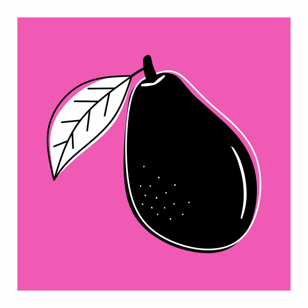 icono plano de fruta de aguacate negro vector