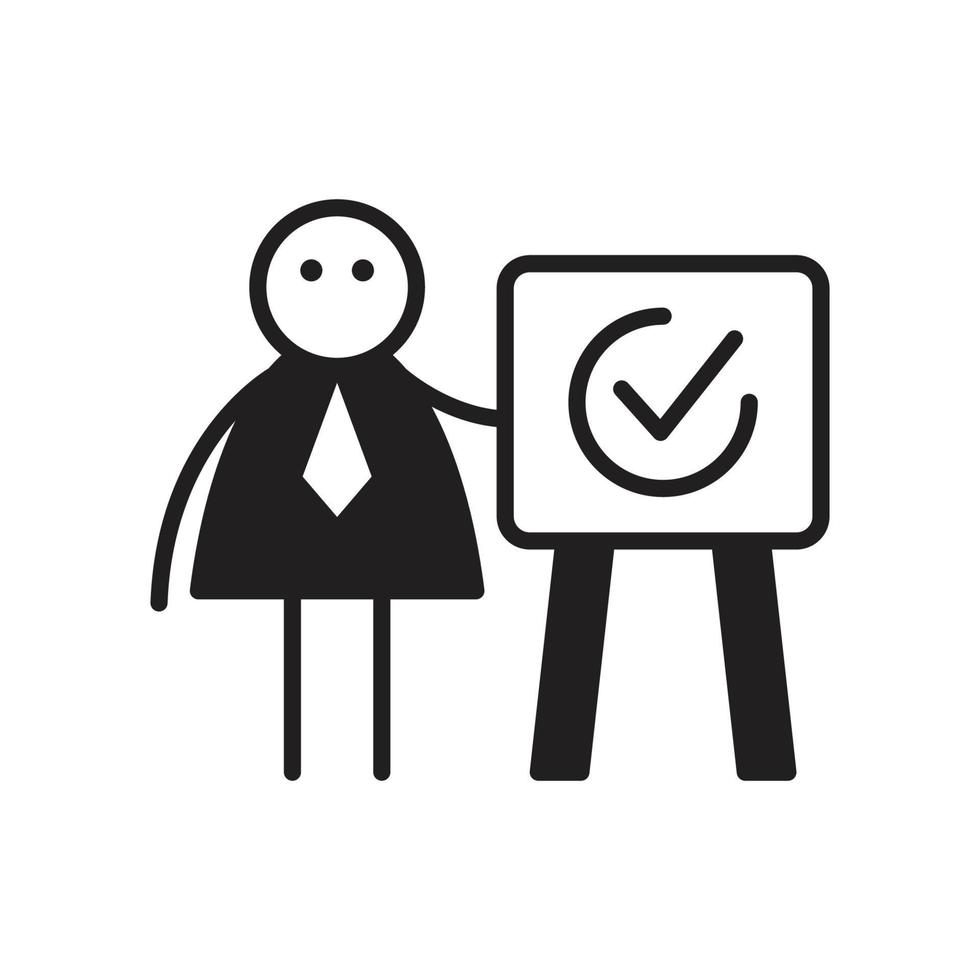 businessman stick figure and check mark illustration vector