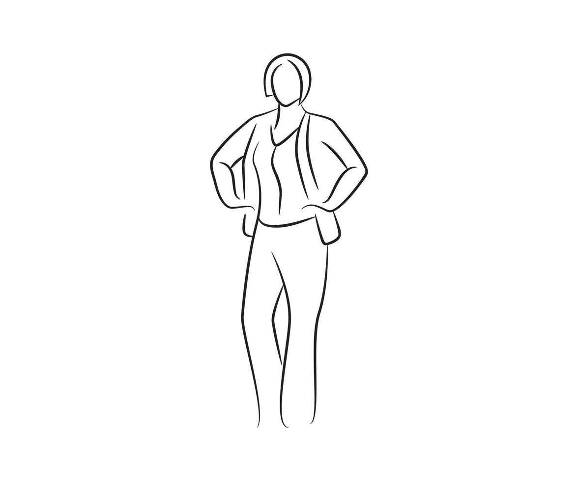 sketch smart boss and businesswoman line illustration vector