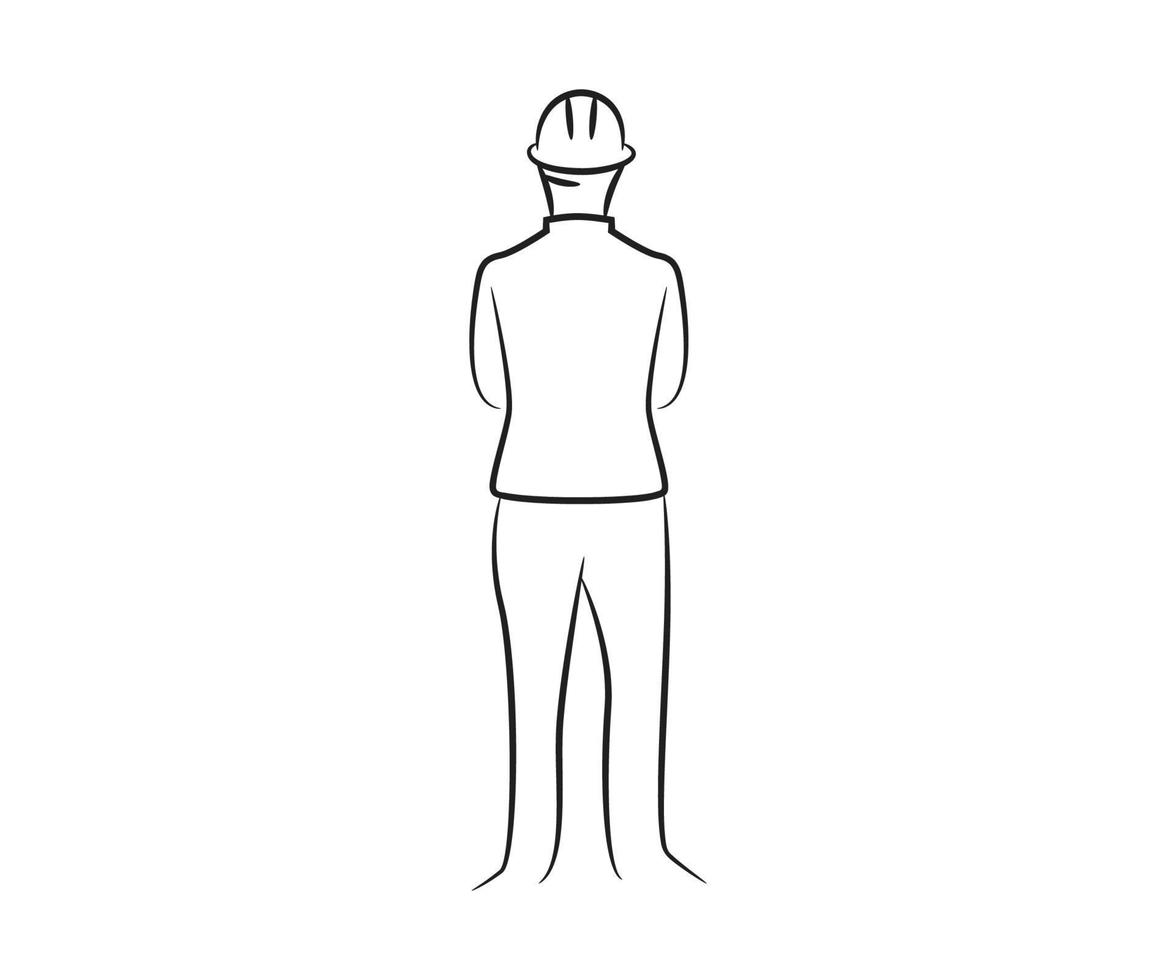 hand drawn engineer line illustration vector