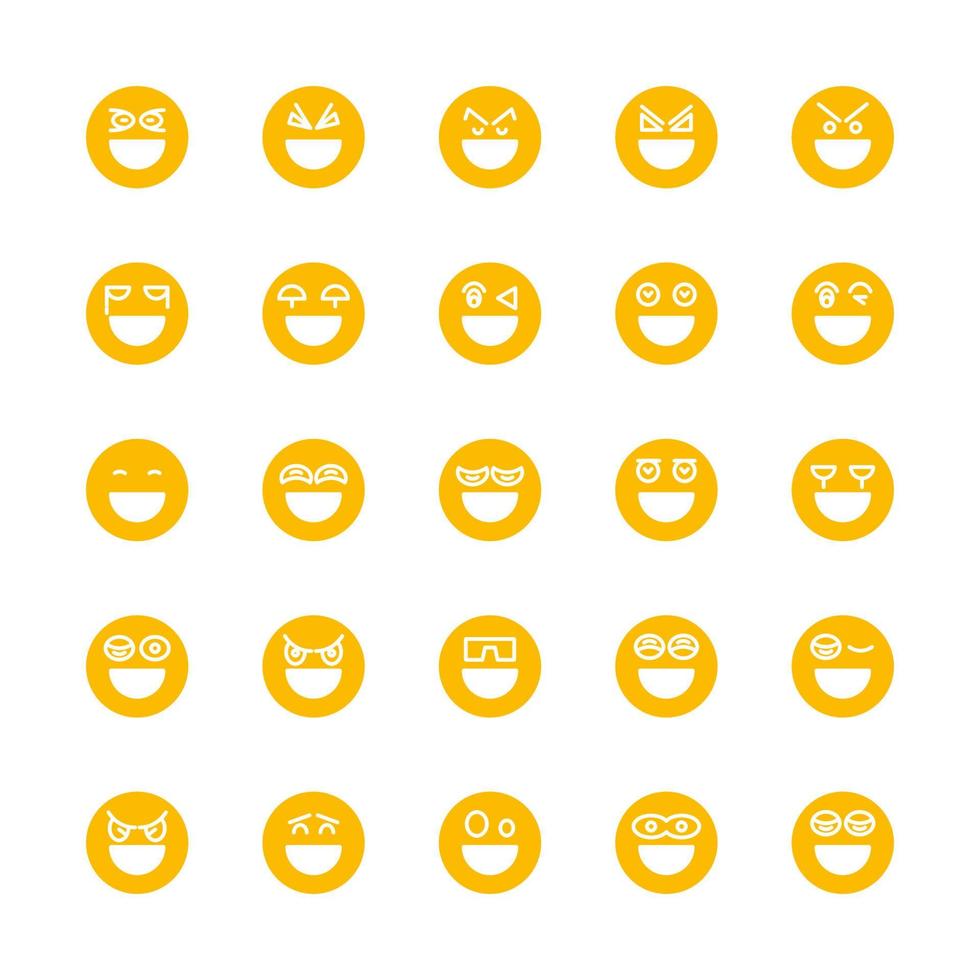 conjunto de emoticonos lindos felices amarillos vector