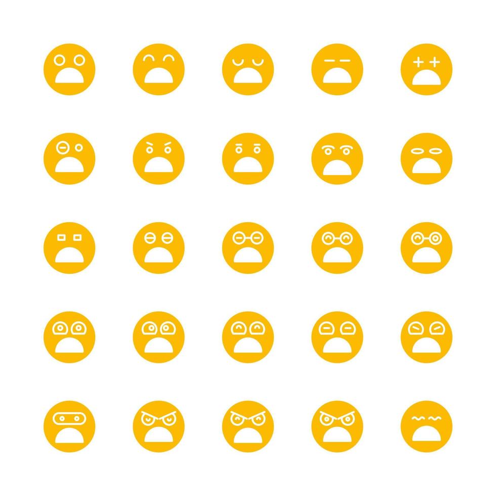moody cute emoticons set vector